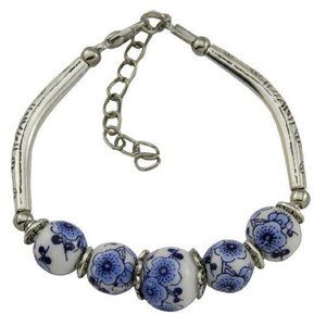 Fifth Avenue blue and white porcelain artistic beeds bracelet